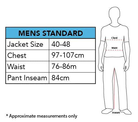 Size Chart Adult Classic Flannel Santa Suit