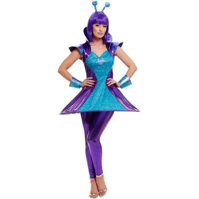 Alien Lady Costume Adult Blue Purple Dress_1