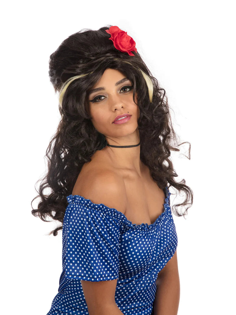 Amy Winehouse Wig Rehab Black Beehive Hairstyle_2