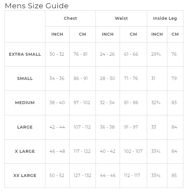 Size Chart Angel Wings Green Adult