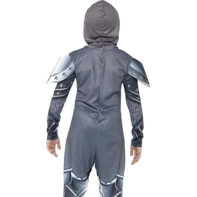 Armoured Knight Deluxe Costume Kids Jumpsuit Grey Headpiece_2