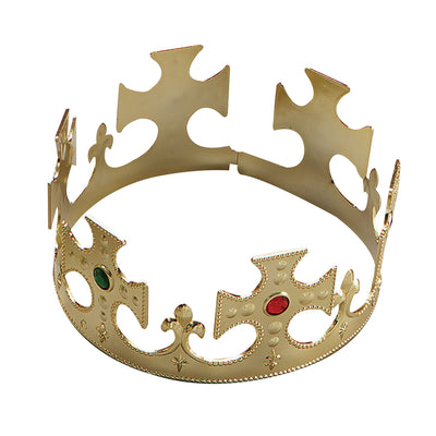 Mens Crown Gold Plastic Flat Packed Costume Accessories Male Halloween_1 BA056
