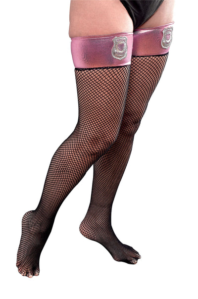 Womens Pinkie Police Fishnet Stockings Costume Accessories Female Halloween_1 BA1042