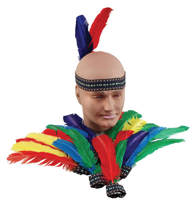 Mens Indian Headband 2 Feathers Costume Accessories Male Halloween_1 BA124