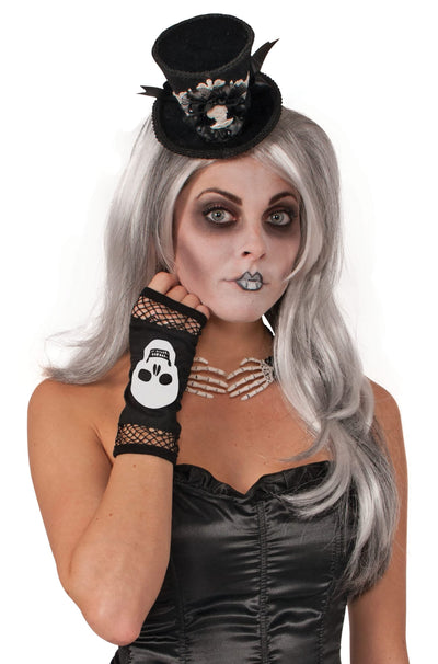 Womens Skeleton Fingerless Fishnet Gloves Costume Accesories Female Halloween_1 BA1745