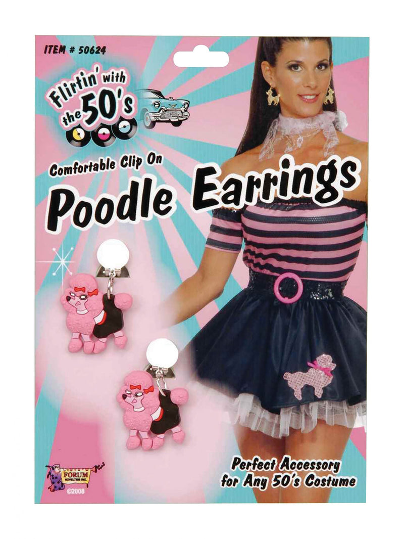 Womens Pink Poodle Earrings Costume Accessories Female Halloween_1 BA1791