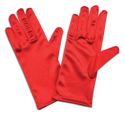 Womens Gloves Satin 9" Red Costume Accessories Female_1 BA336