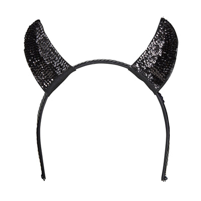 Womens Devil Horns Sequin Black Costume Accessories Female Halloween_1 BA447
