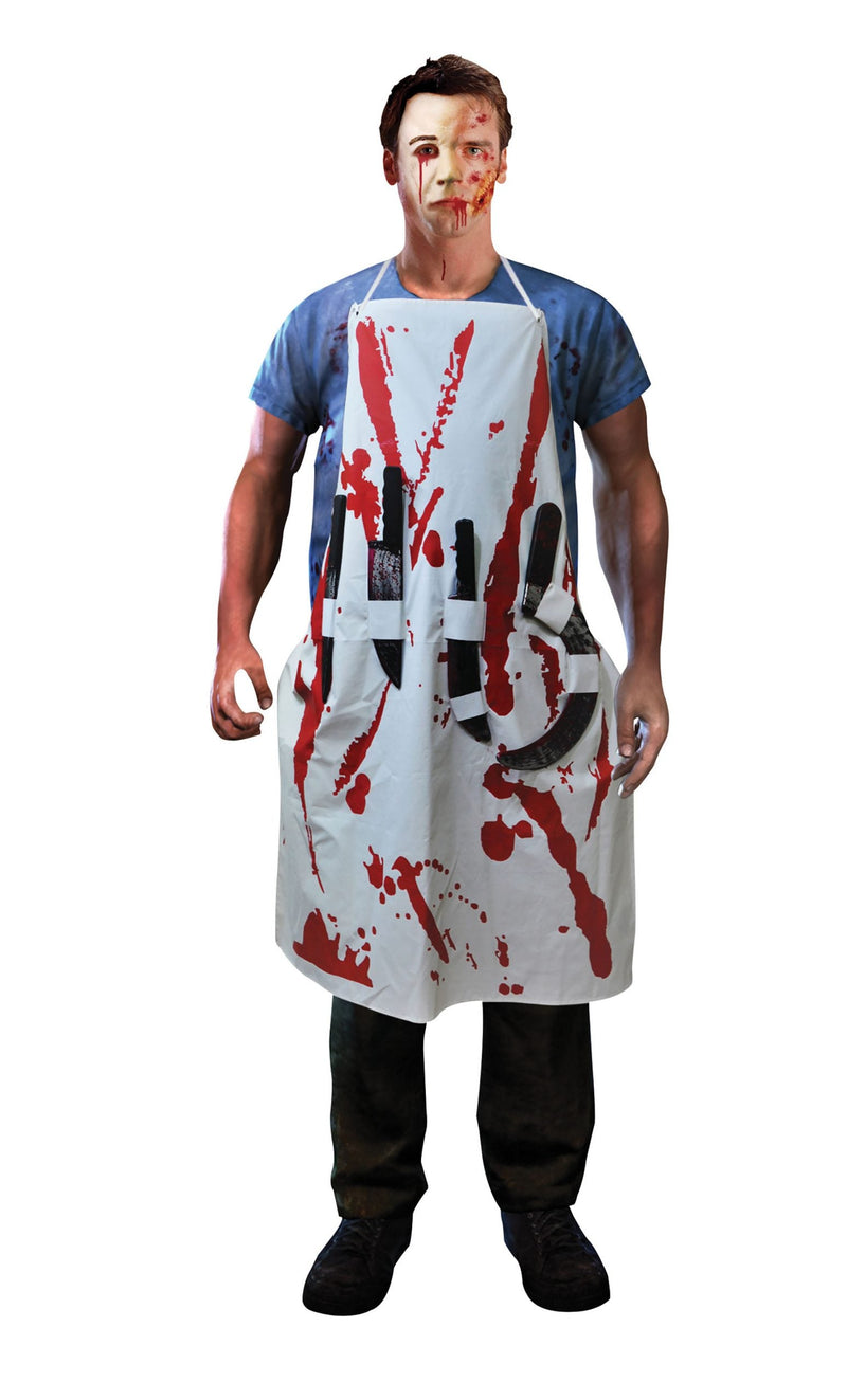 Mens Bleeding Apron With 4 Weapons Costume Accessories Male Halloween_1 BA451