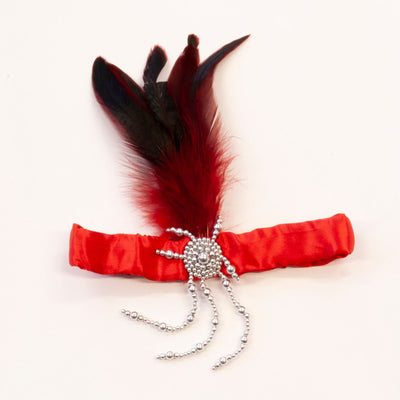 Womens Flapper Headband & Red Feathers Costume Accessories Female Halloween_1 BA887