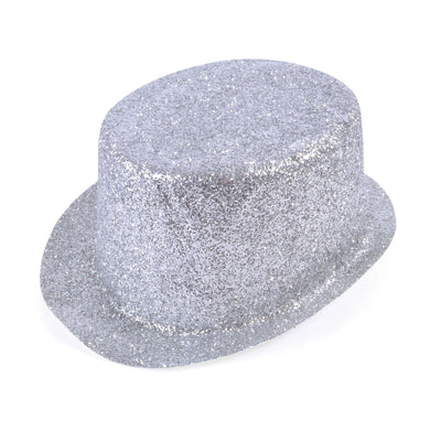 Glitter Silver Toppers Plastic Hats Unisex_1 BH081