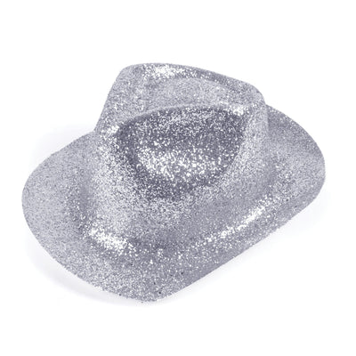 Mens Glitter Silver Plastic Trilby Hats Male Halloween Costume_1 BH085