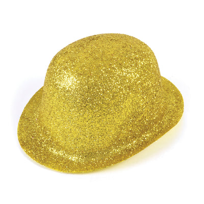 Glitter Gold Plastic Bowler Hats Unisex_1 BH087