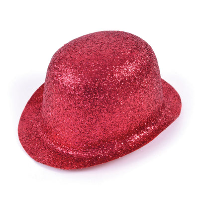 Glitter Red Plastic Bowler Hats Unisex_1 BH089