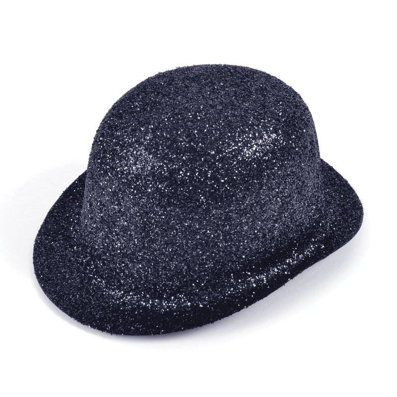Glitter Black Plastic Bowler Hats Unisex_1 BH091