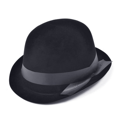 Mens Bowler Black Flock Hats Male Halloween Costume_1 BH101