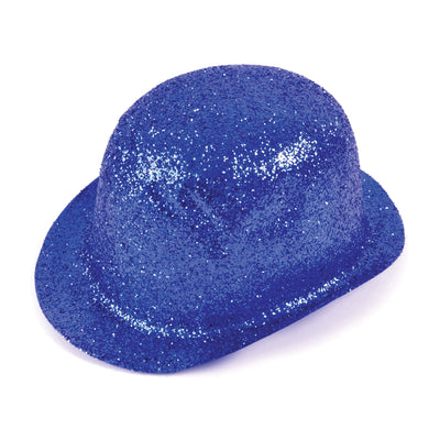 Glitter Blue Plastic Bowler Hats Unisex_1 BH162
