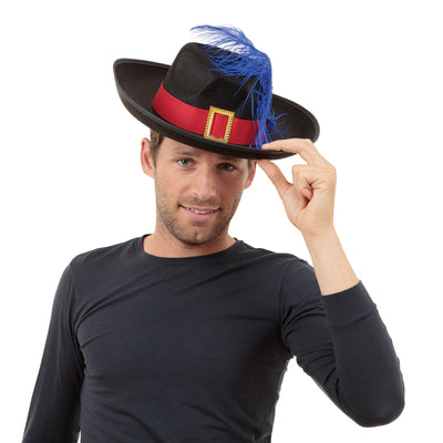 Mens Musketeer Black Feather Hats Male Halloween Costume_1 BH174
