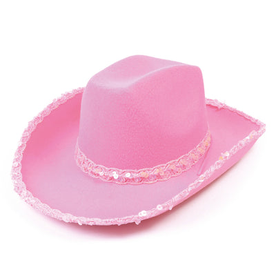 Womens Cowboy Pink Felt Hat Sequins Hats Female Halloween Costume_1 BH205
