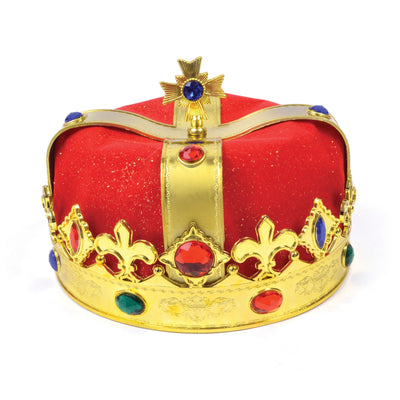 Mens Kings Hat Gold Plastic & Red Velvet Hats Male Halloween Costume_1 BH316