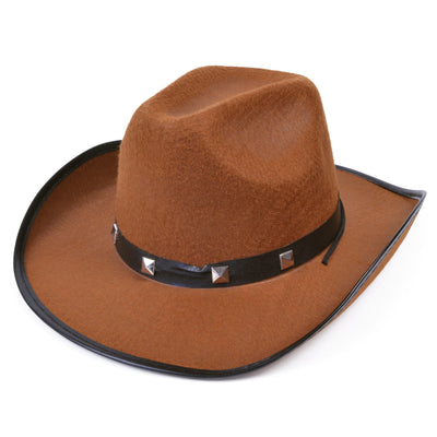 Mens Brown Felt Cowboy Studded Hat Hats Male Halloween Costume_1 BH367B