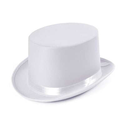 Top Hat White Satin Look Hats Unisex_1 BH477