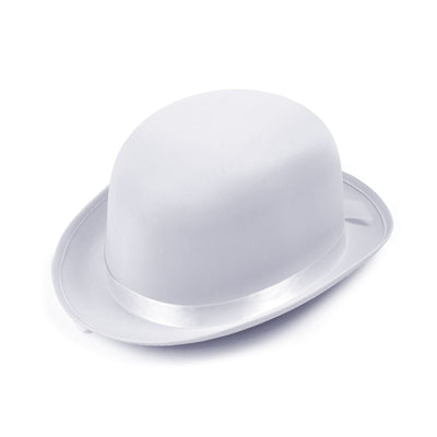 Bowler Hat White Satin Look Hats Unisex_1 BH478