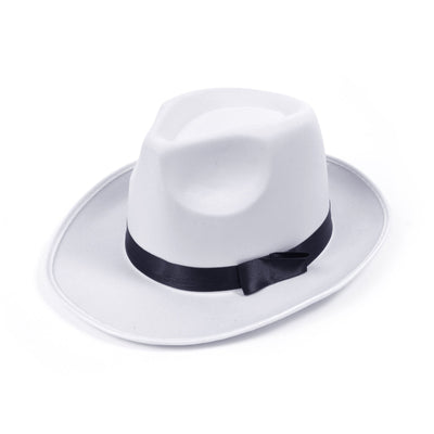 Gangster Hat White Satin Finish Hats Unisex_1 BH492
