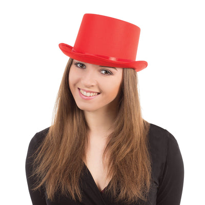 Top Hat Red Satin Hats Unisex_1 BH501