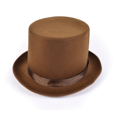 Mens Top Hat Wool Felt Brown Hats Male Halloween Costume_1 BH589