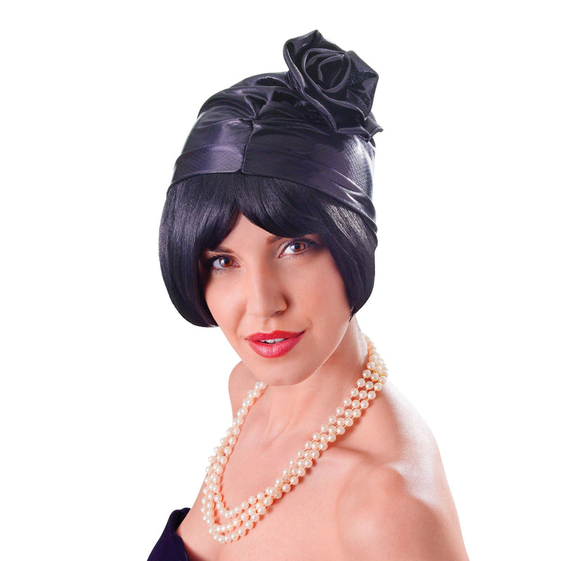 Womens Cloche 20s Hat Black Hats Female Halloween Costume_1 BH618