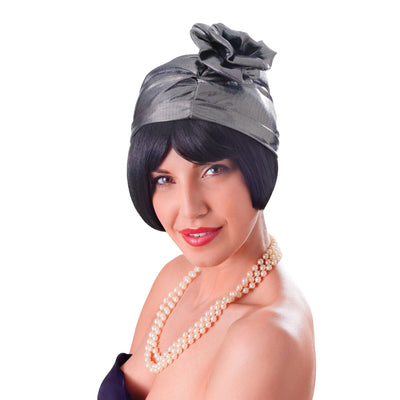Womens Cloche 20s Hat Silver Hats Female Halloween Costume_1 BH619