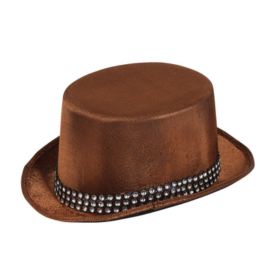 Top Hat Brown " Metallic" Look With Band Hats_1 BH685