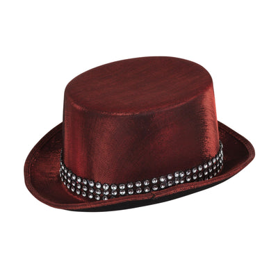 Top Hat Red " Metallic" Look With Band Hats_1 BH686