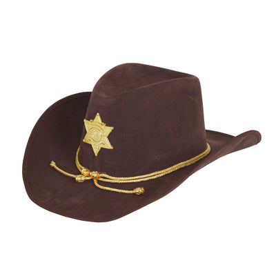 Cowboy Hat Brown With Gold Sheriff Badge_1 BH701