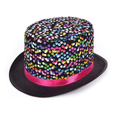 Top Hat Black With Multi Sequins_1 BH712