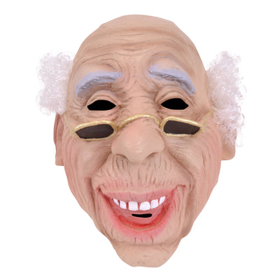 Mens Old Man Mask & Hair Budget Rubber Masks Male Halloween Costume_1 BM235