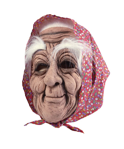 Womens Old Woman + Headscarf Rubber Masks Female Halloween Costume_1 BM432