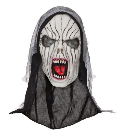 Womens Shrieking Banshee Mask With Hood Rubber Masks Female Halloween Costume_1 BM498