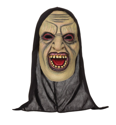 Mens Demon Open Mouthed Mask With Hood Rubber Masks Male Halloween Costume_1 BM499