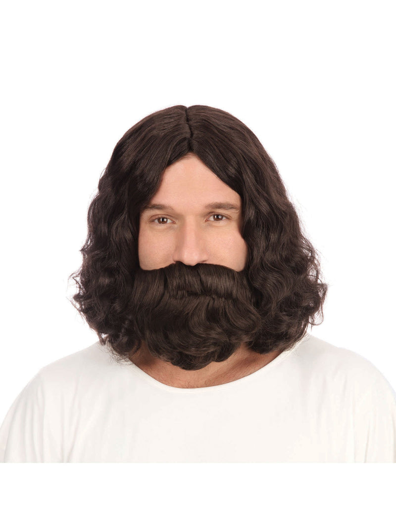 Mens Hippy Jesus Wig & Beard Set Wigs Male Halloween Costume