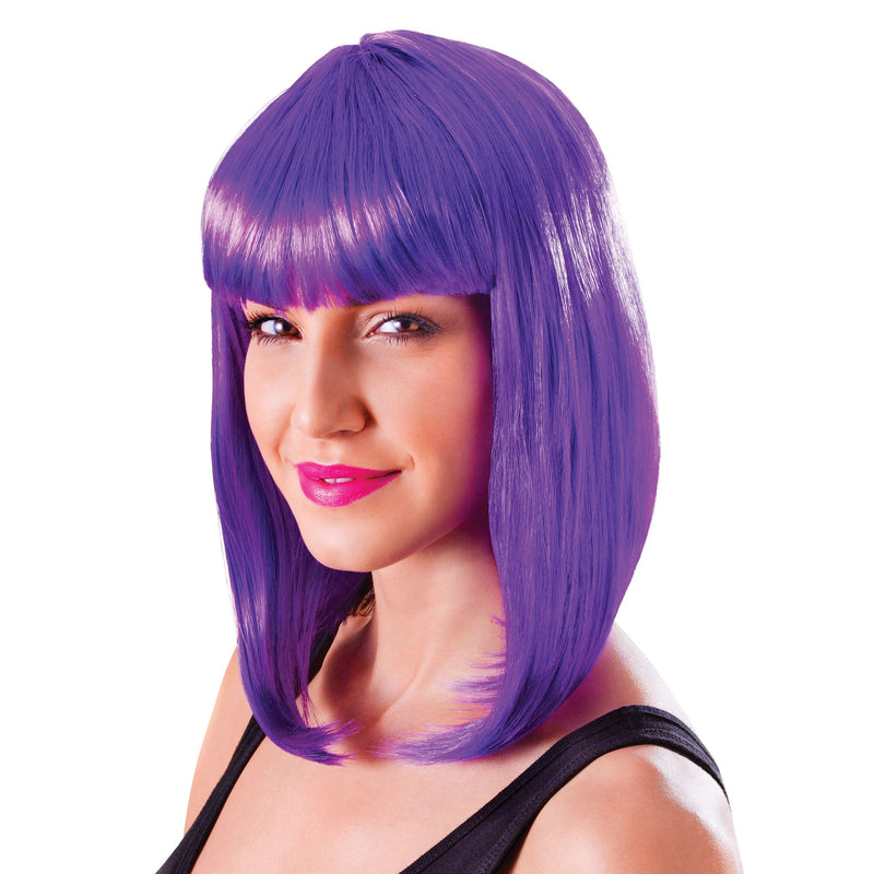 Womens Chic Doll Neon Purple Wigs Female Halloween Costume_1 BW858