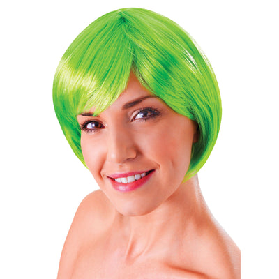 Womens Flirty Flick Neon Green Wigs Female Halloween Costume_1 BW865