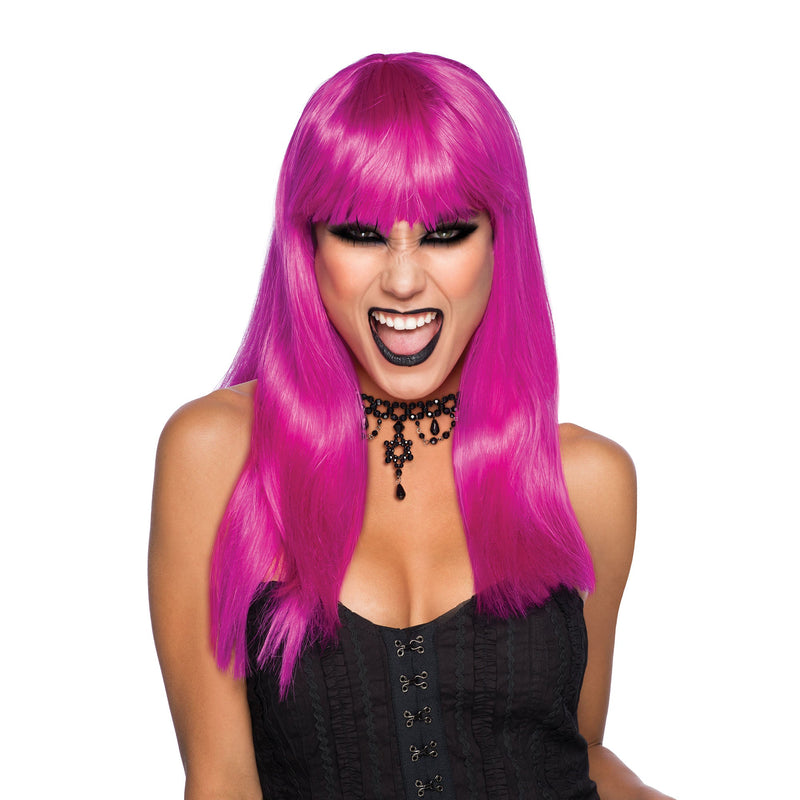 Womens Passion Long Neon Purple Wigs Female Halloween Costume_3 