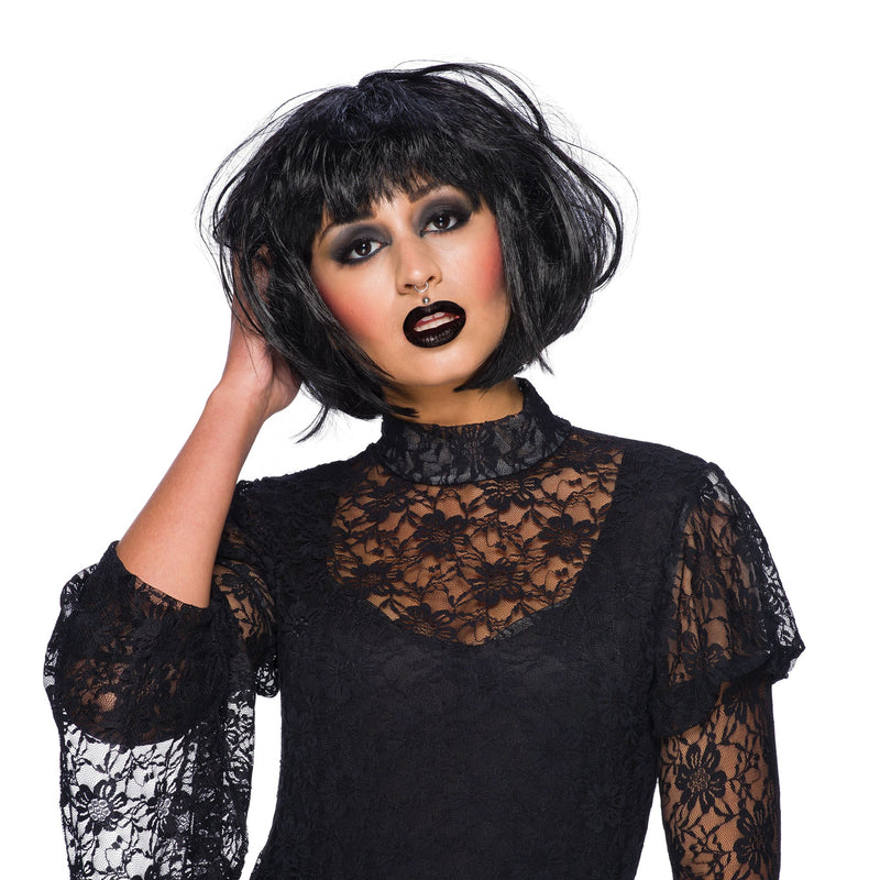 Womens Elegant Bob Black Wigs Female Halloween Costume_4 