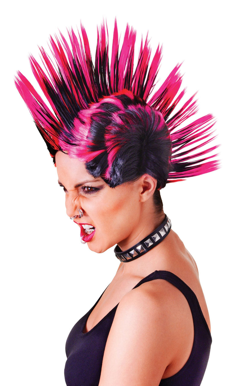 Womens Mohican Female Pink Black Wigs Halloween Costume_1 BW903