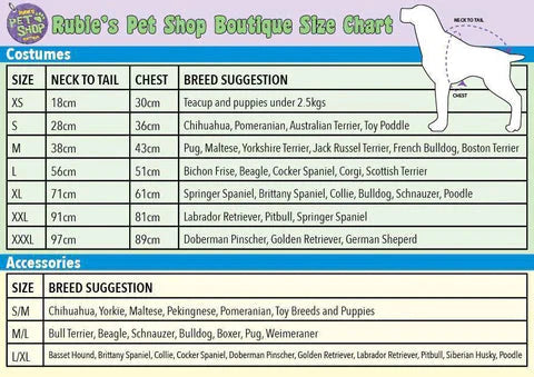 Size Chart Big Dog Dapper Costume