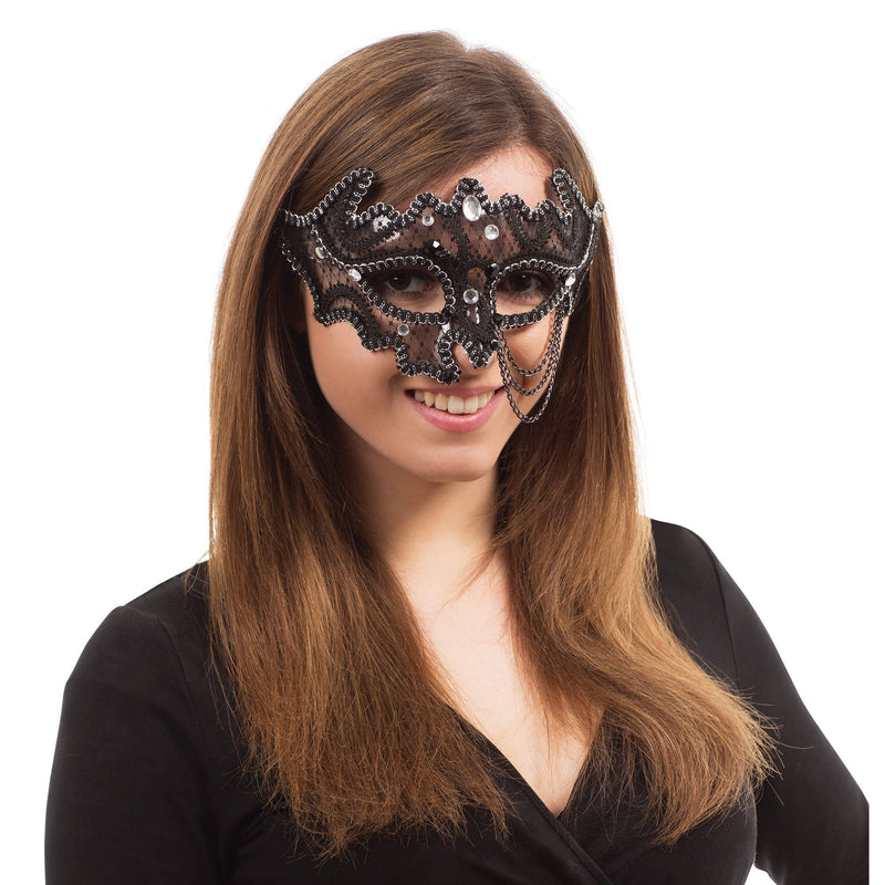 Black Decorative 3/4 Glass Frame Eye Mask_1