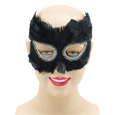 Black Feather Eye Mask Silver Detail_1