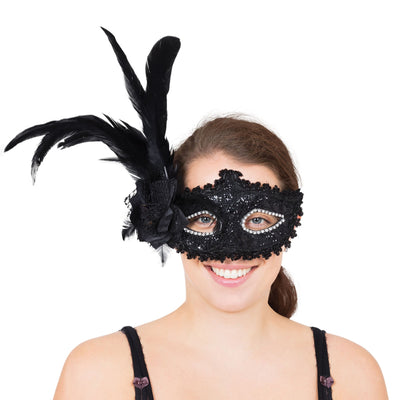 Black Tall Feather Eyemask Eye Masks_1